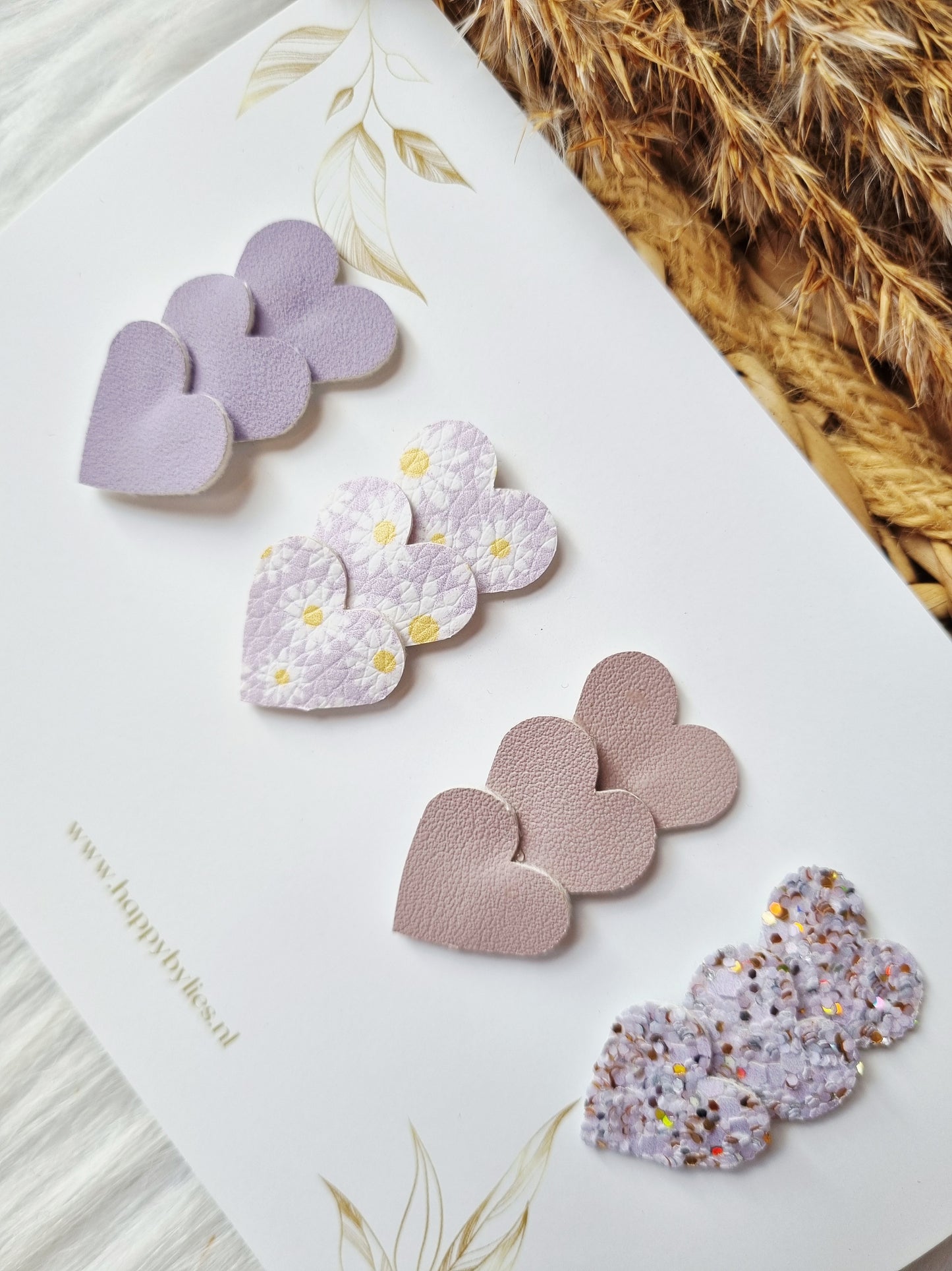 Leatherlook anti-slip haarspeldjes ruby hart