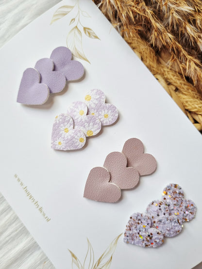 Leatherlook anti-slip haarspeldjes ruby hart