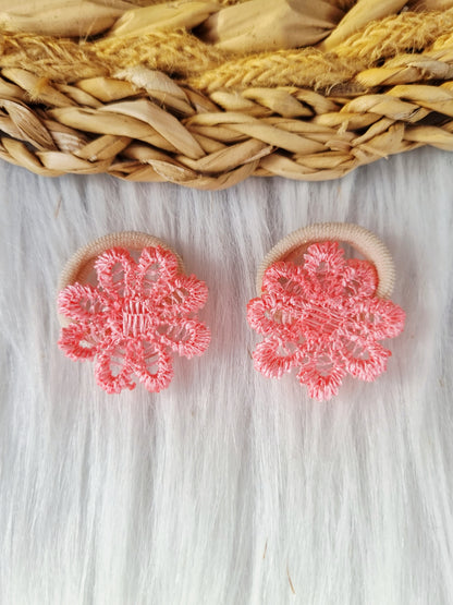 Mini haarelastiekjes Blossom 2 stuks donker roze