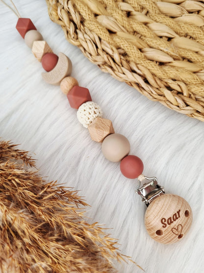 speenkoord gegraveerd maan klei- woodchuck