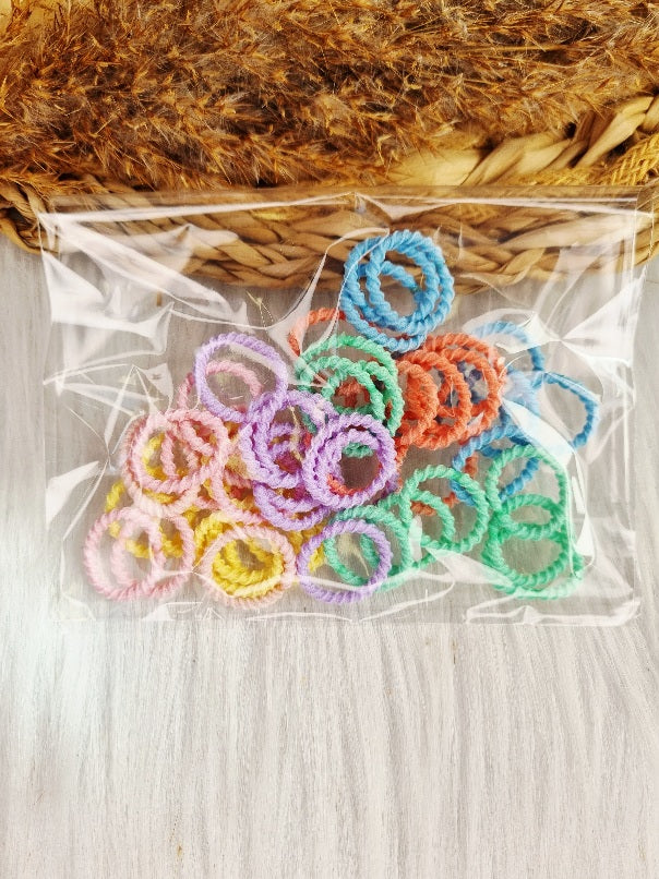 Mini haarelastiekjes ribbel multi color 50 stuks