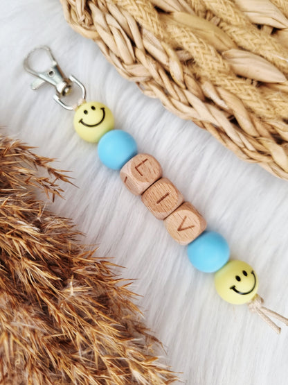 Sleutelhanger Smiley (Jouw eigen ontwerp) babyblauw