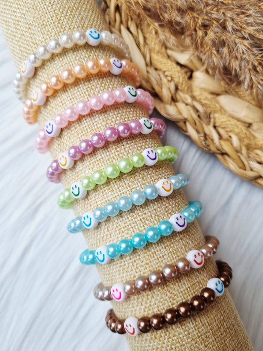 Kinder armband Pearl smiley colors