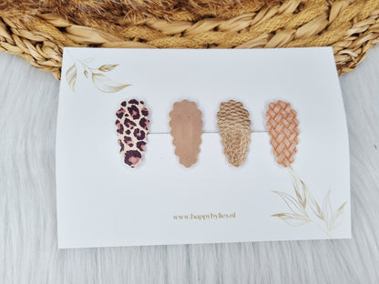 Leatherlook haarspeldjes Mira ribbel