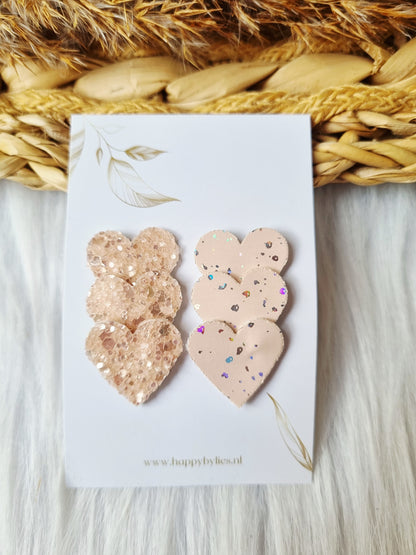 Leatherlook anti-slip haarspeldjes jet hart