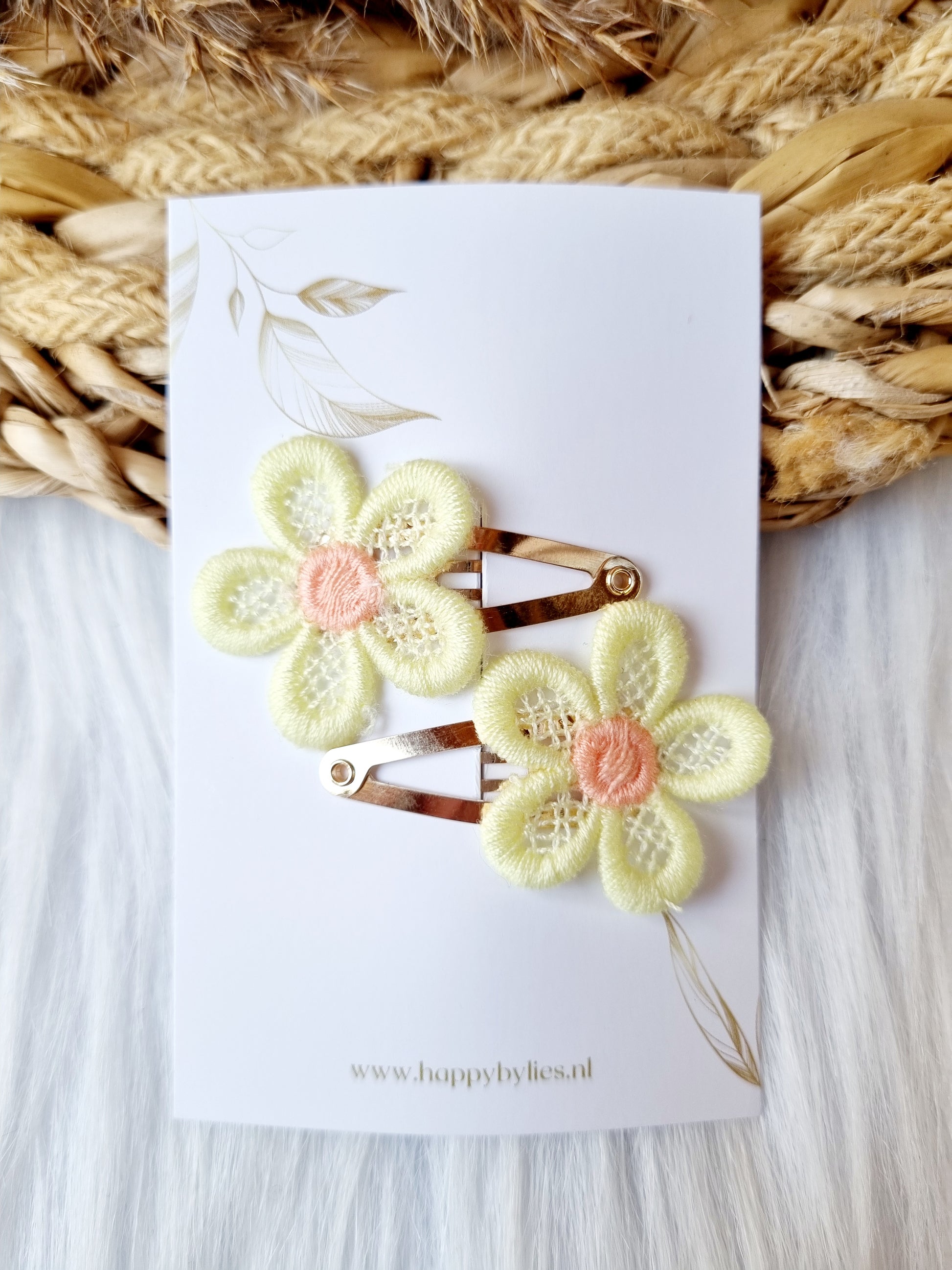 Haarspeldje cherry blossom 2 stuks geel