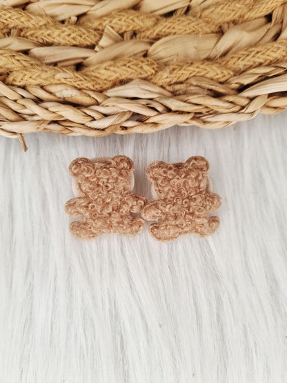Mini haarelastiekje Beer teddy 2 stuks bruin