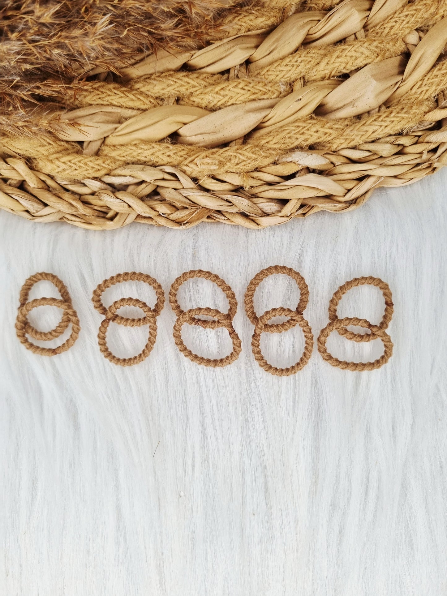 Mini haarelastiekjes ribbel 10 stuks beige