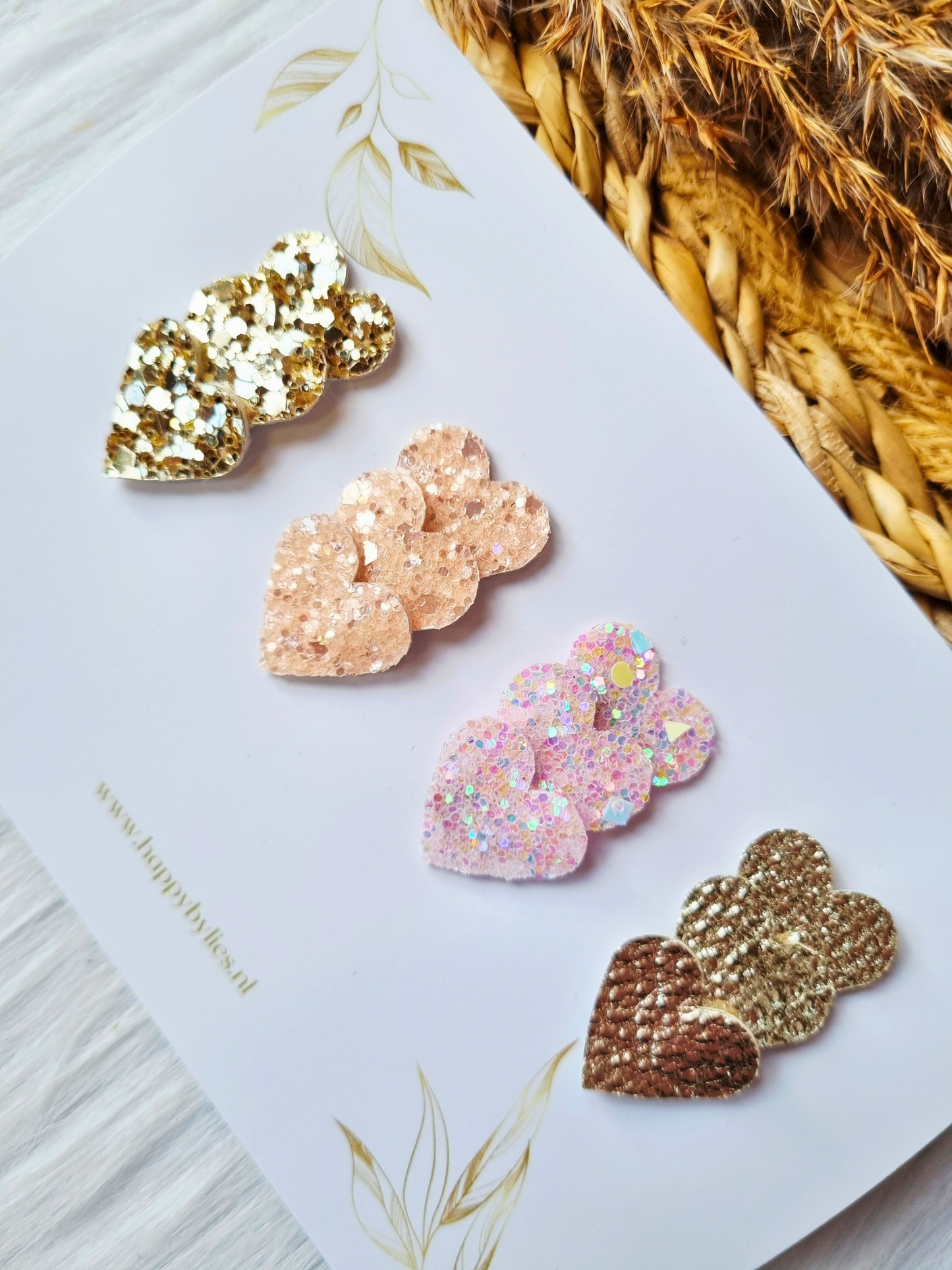 Leatherlook anti-slip haarspeldjes Suze hart