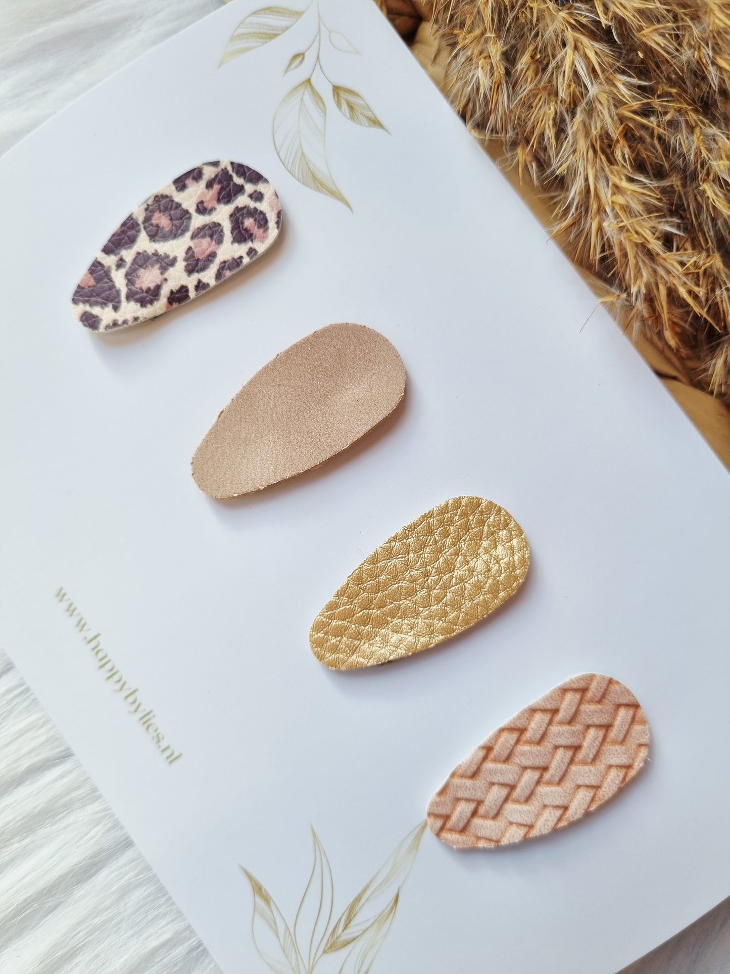 Leatherlook anti-slip haarspeldjes Mira ovaal