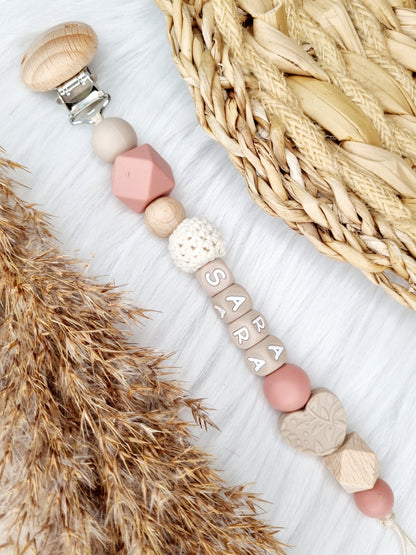 Speenkoord hart kies je kleuren zelf 
Klei, powderblush 