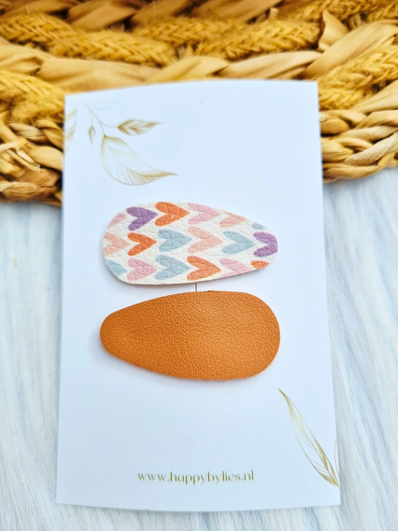 Leatherlook haarspeldjes Noa ovaal