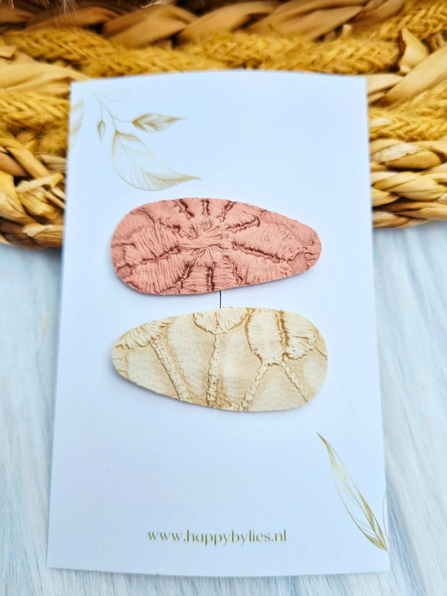 Leatherlook haarspeldjes Sky ovaal