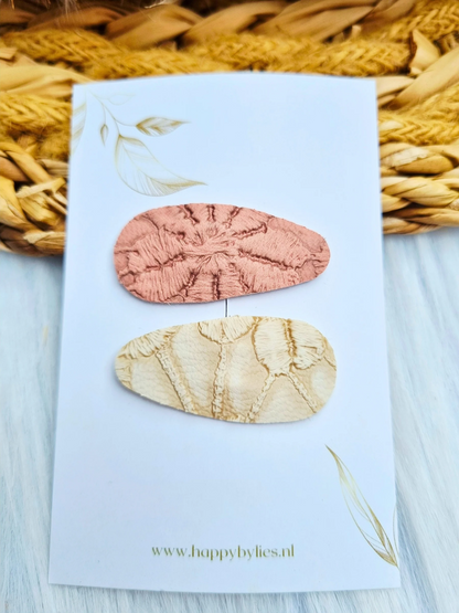 Leatherlook haarspeldjes Sky ovaal