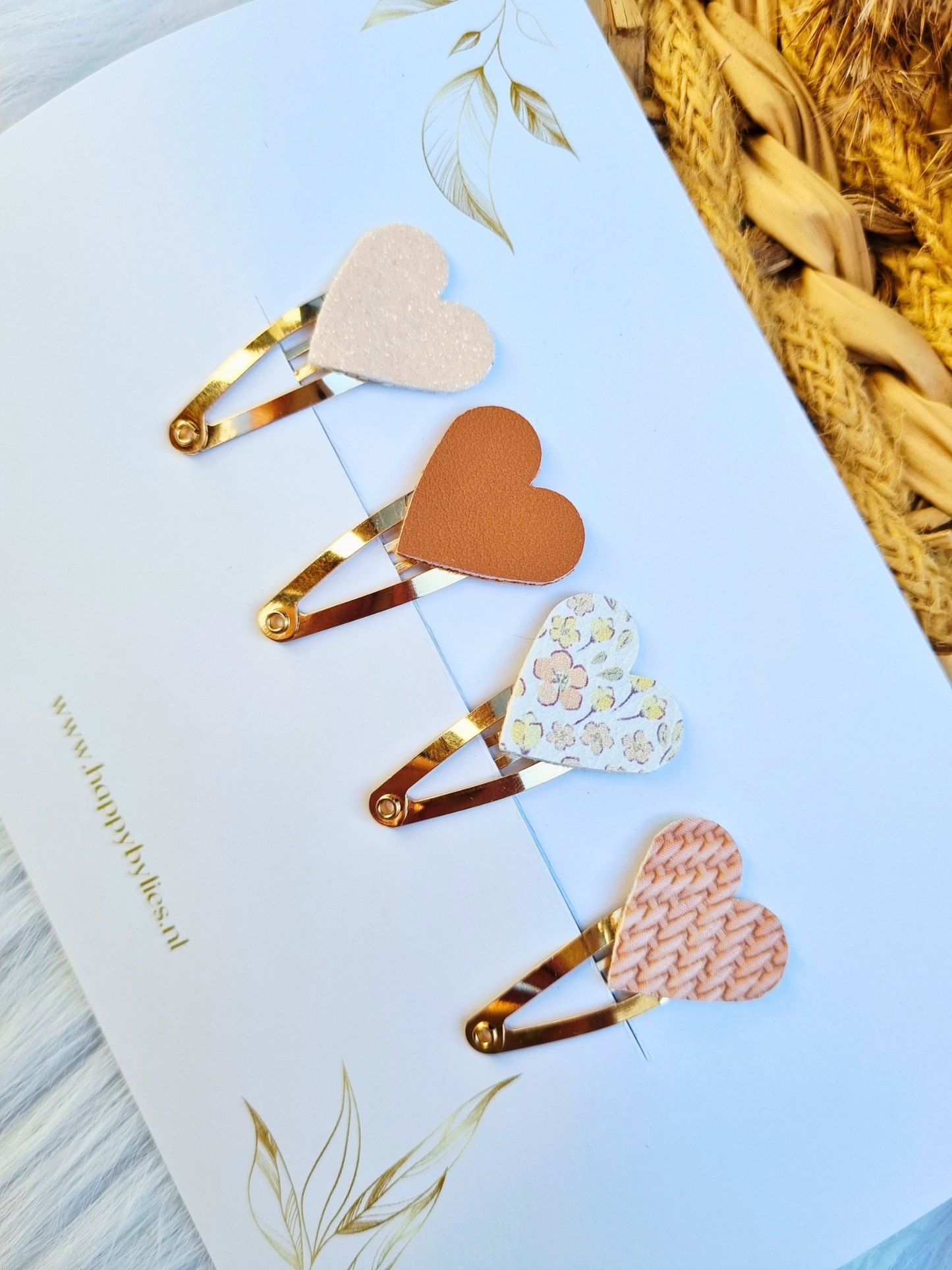 Leatherlook haarspeldjes Elke hart