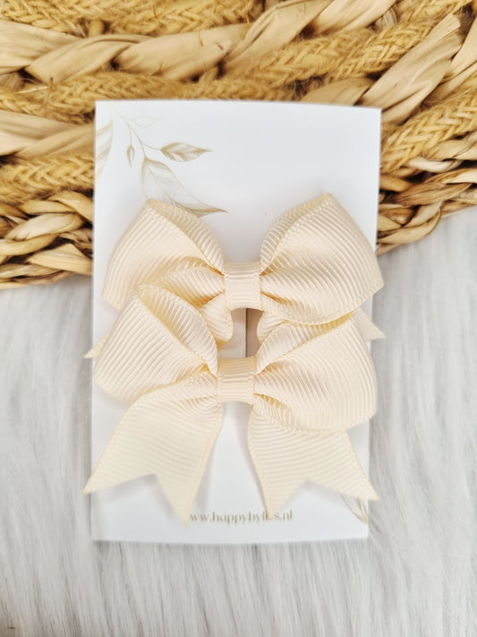 Haarspeldje Strik (lint) Esmee 2 stuks creme