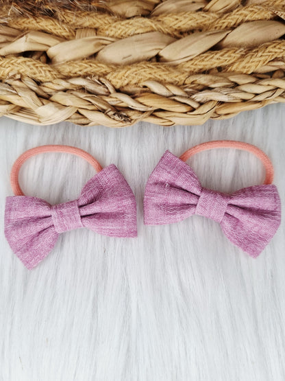 Haarelastiekje strik Zimra 2 stuks donkerroze