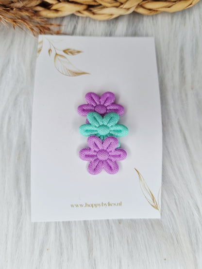Anti-slip haarspeldje bloem soft mix paars, mint