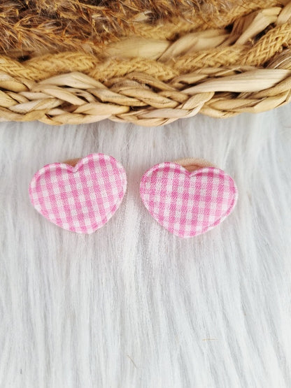 Mini haarelastiekjes Hart ruitjes 2 stuks roze