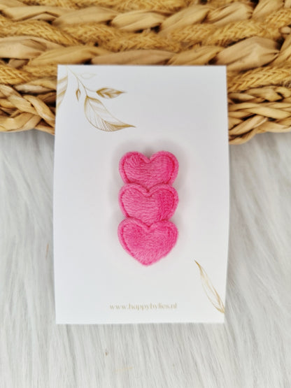 Haarspeldje anti slip hart bont roze