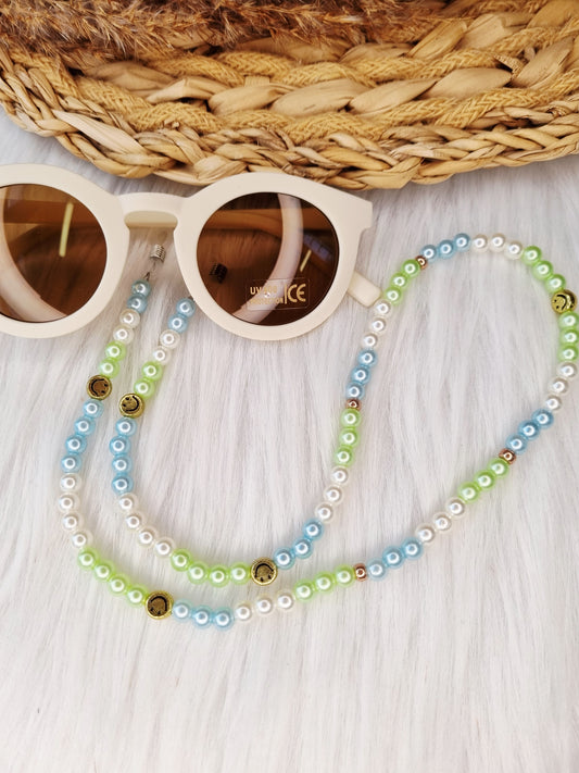 Zonnebrilkoord Smiley pearl groen/aqua