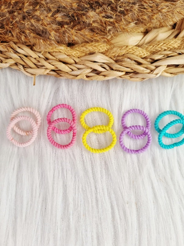 Mini haarelastiekjes ribbel multi color 10 stuks - happy mix