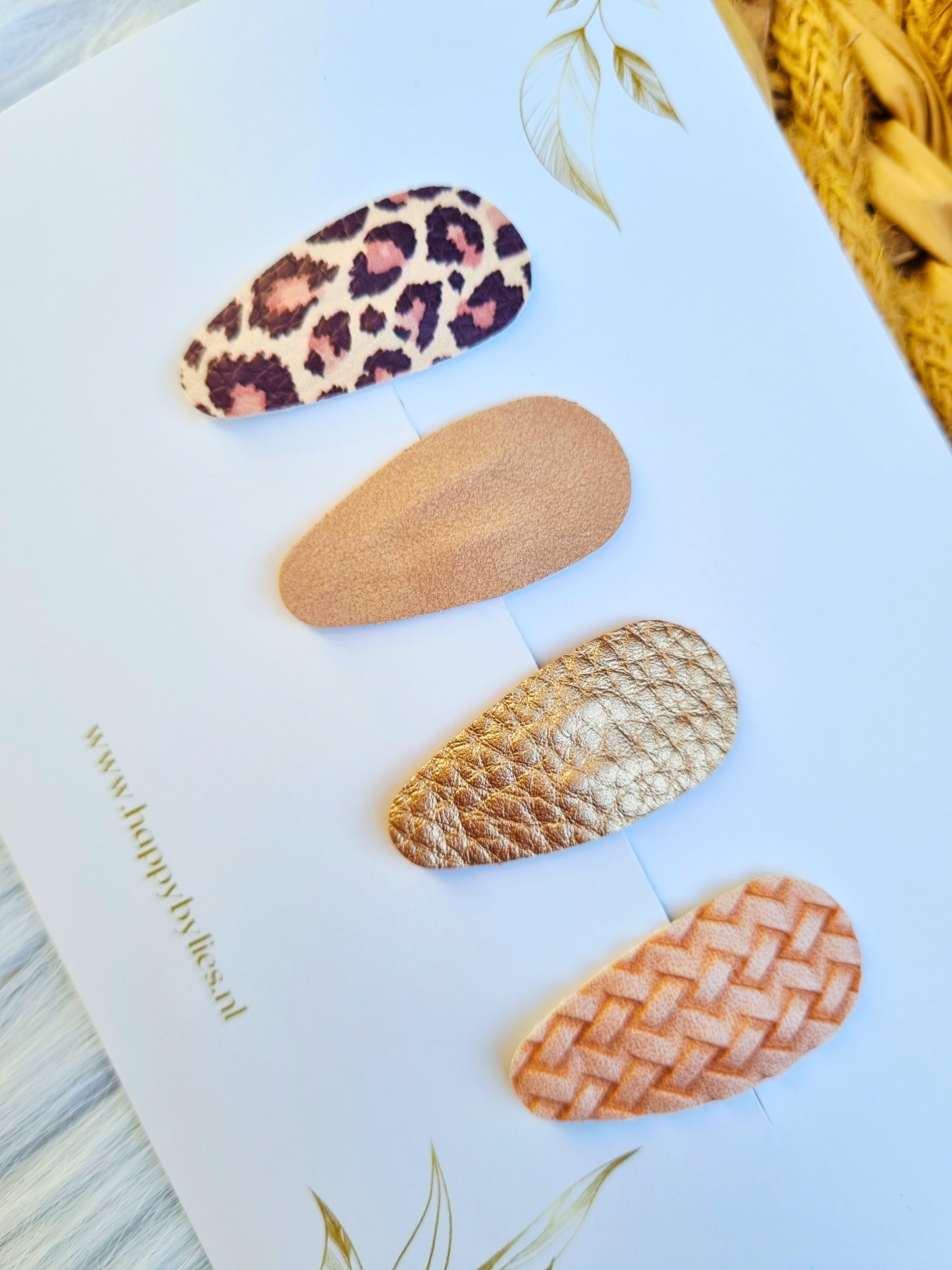 Leatherlook haarspeldjes Mira ovaal