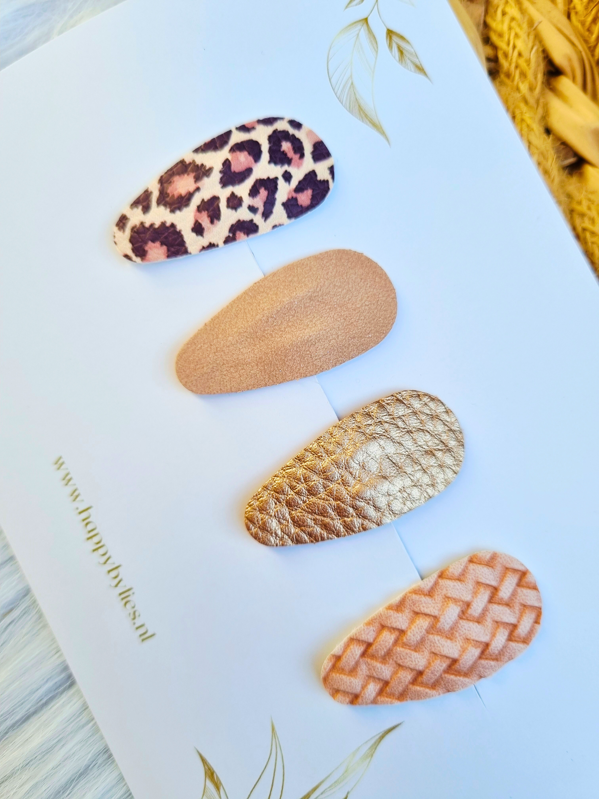 Leatherlook haarspeldjes Mira ovaal