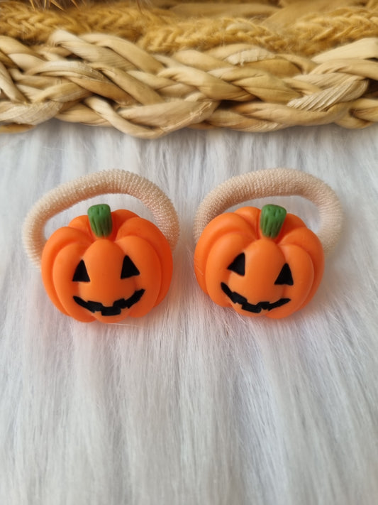 Mini haarelastiekjes Pompoen 2 stuks (halloween)