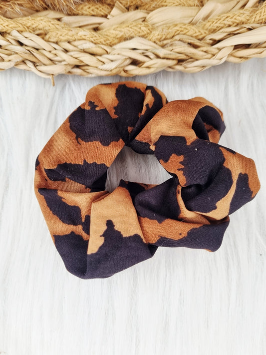 Scrunchie Leopard print coffee, zwart