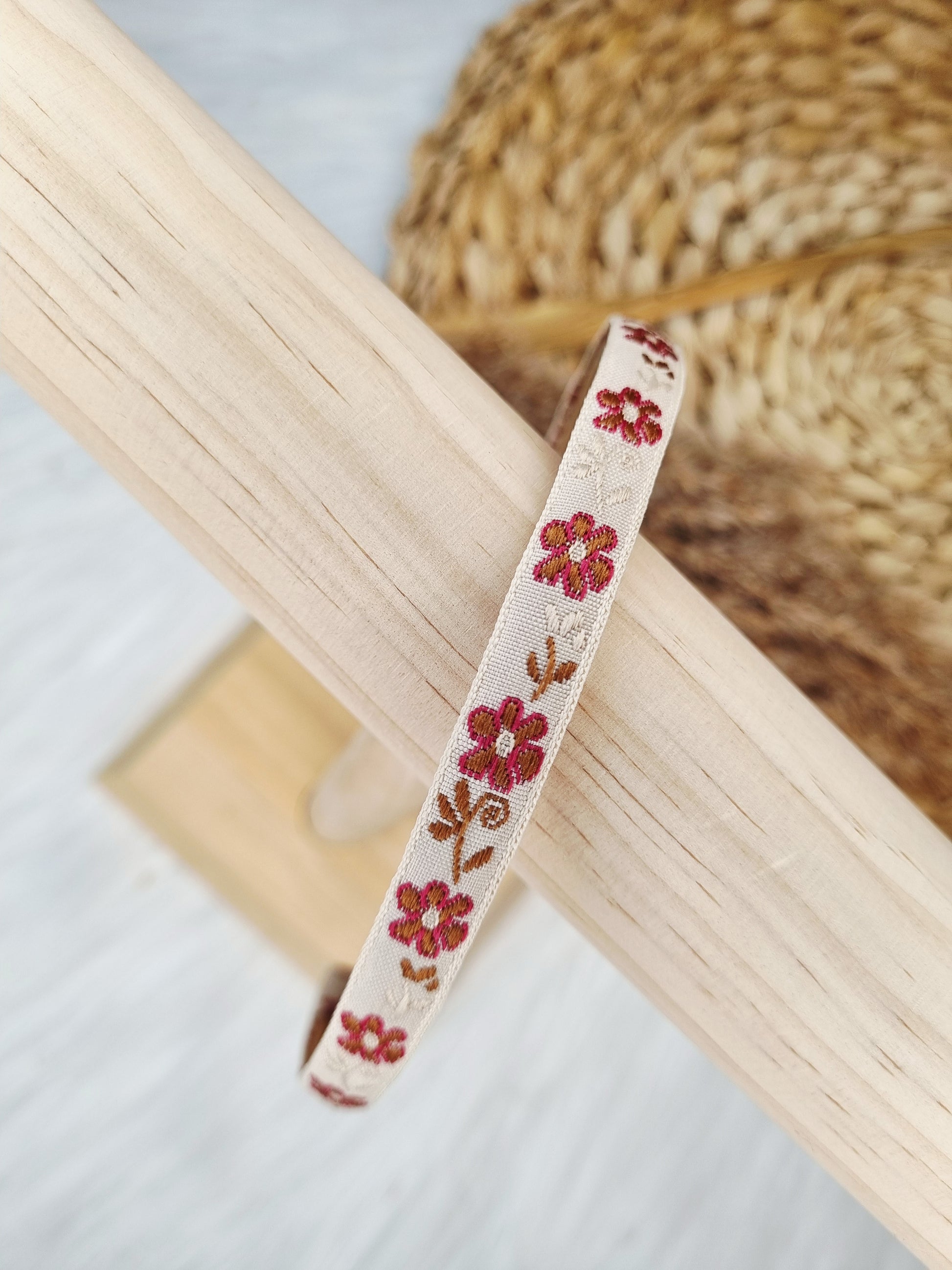 Boho Diadeem Bloemen beige, bruin