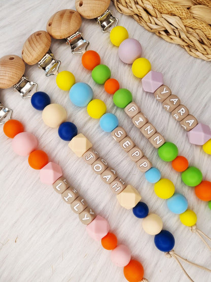 Speenkoord met naam - Colorblocking