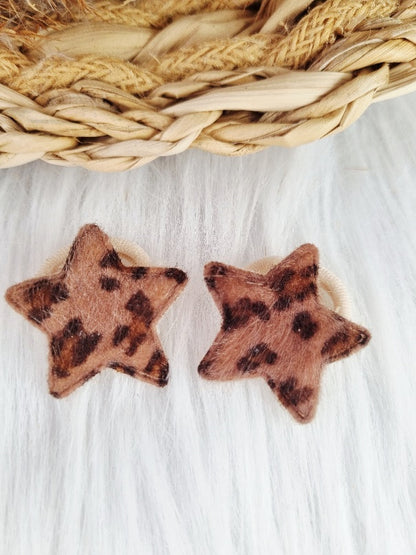 Mini haarelastiekjes Leopard 2 stuks ster