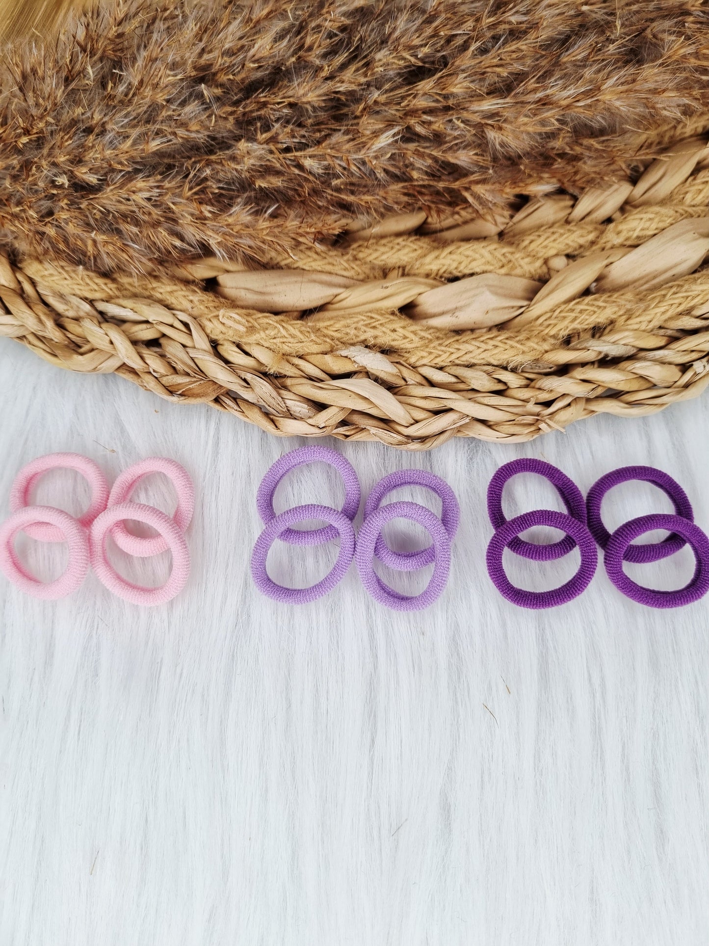 Mini haarelastiekjes mix lila, roze 12 stuks 