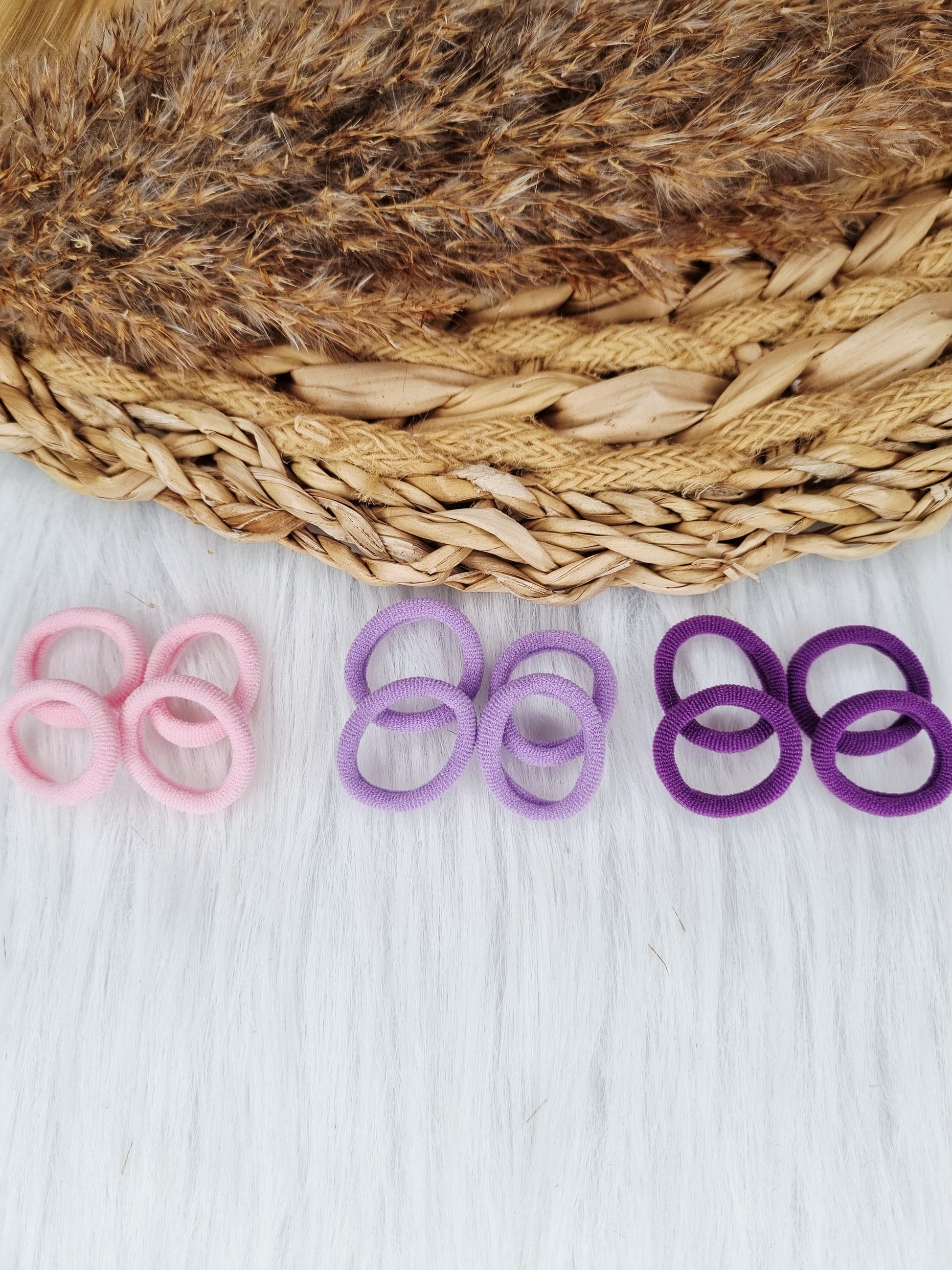 Mini haarelastiekjes mix lila, roze 12 stuks 