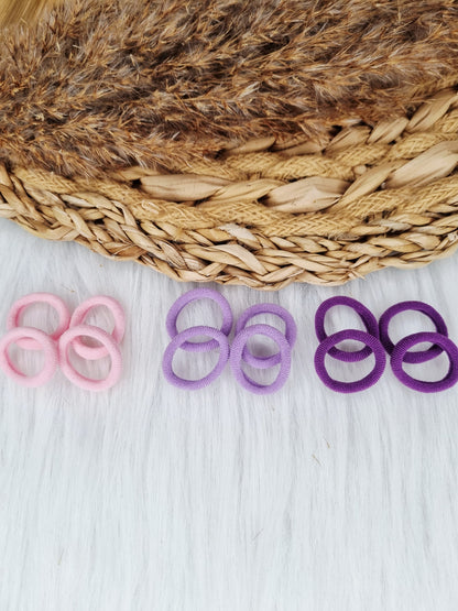 Mini haarelastiekjes mix lila, roze 12 stuks 