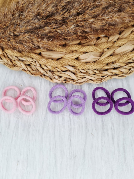 Mini haarelastiekjes mix lila, roze 12 stuks 