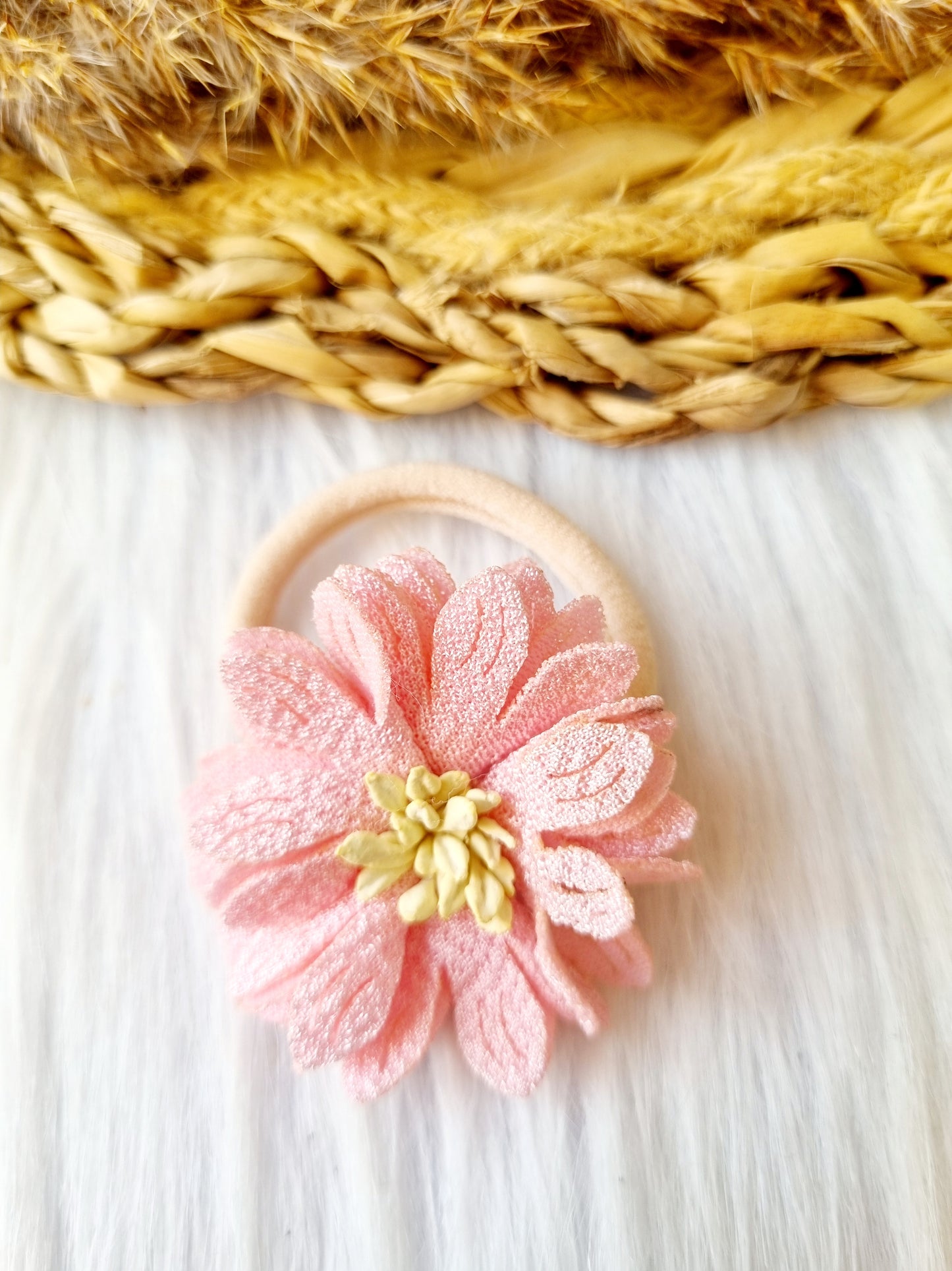 Haar elastiekje dahlia roze