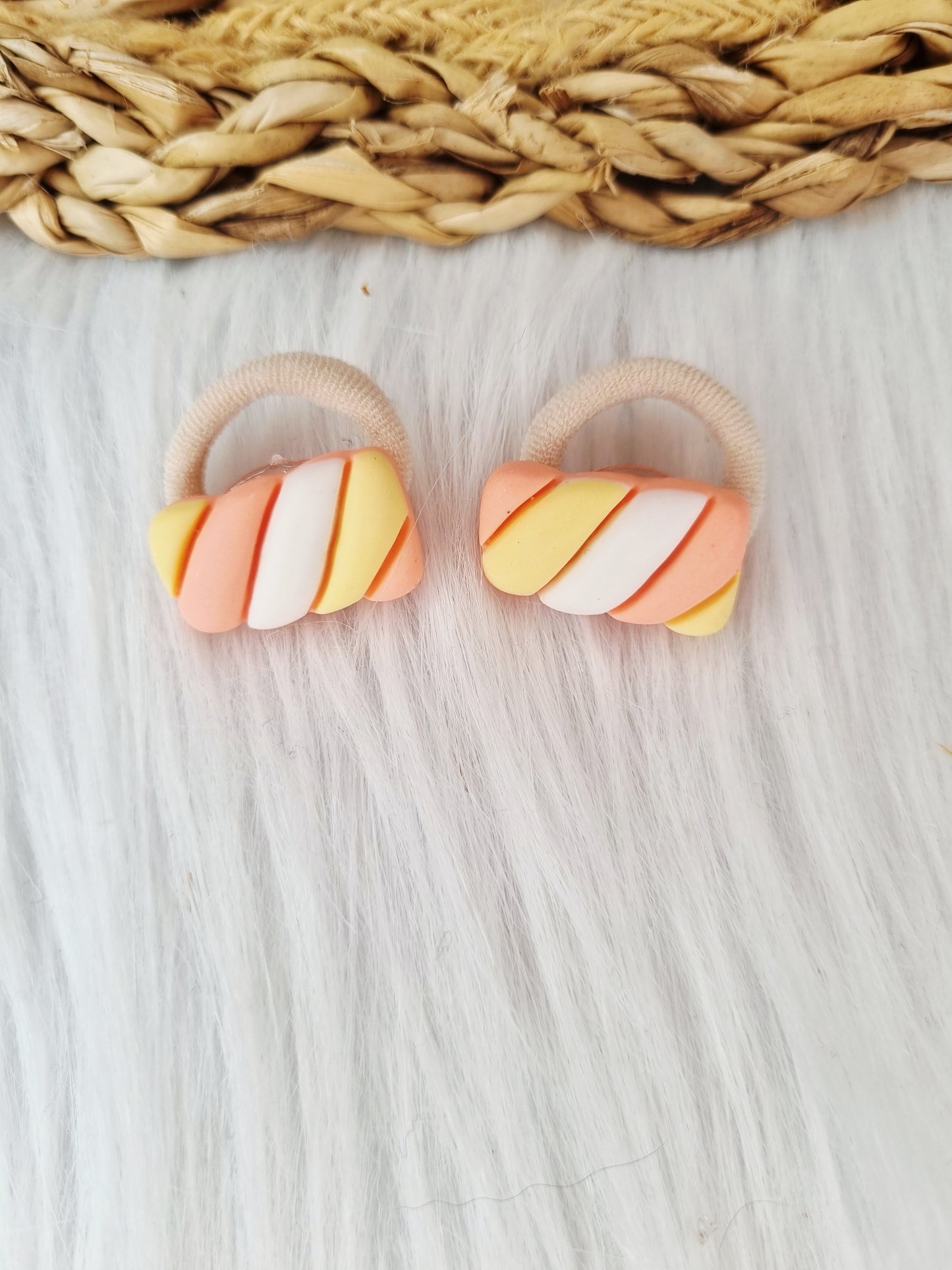 Mini haarelastiekjes spekje 2 stuks peach