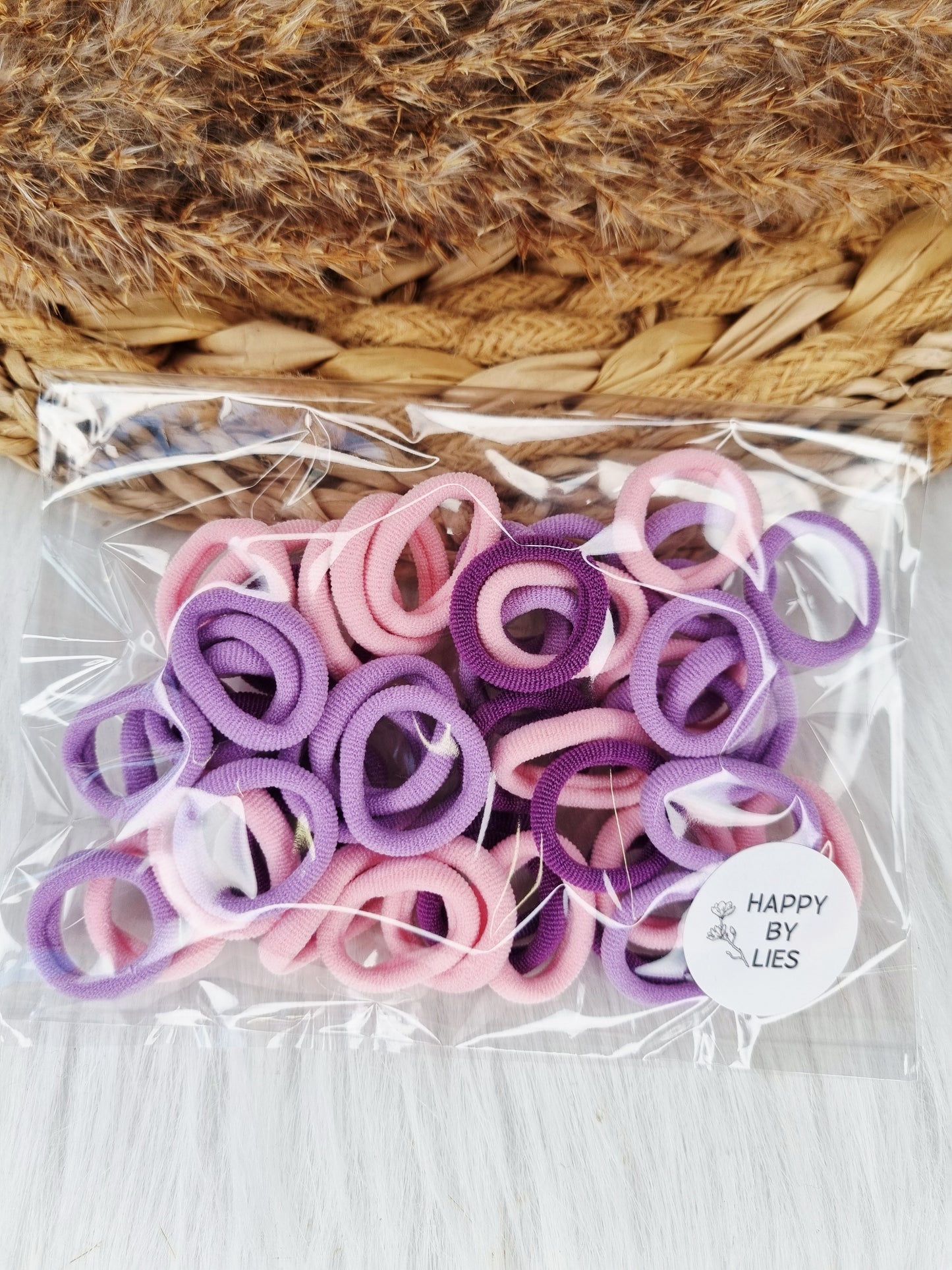 Mini haarelastiekjes mix lila, roze  50 stuks