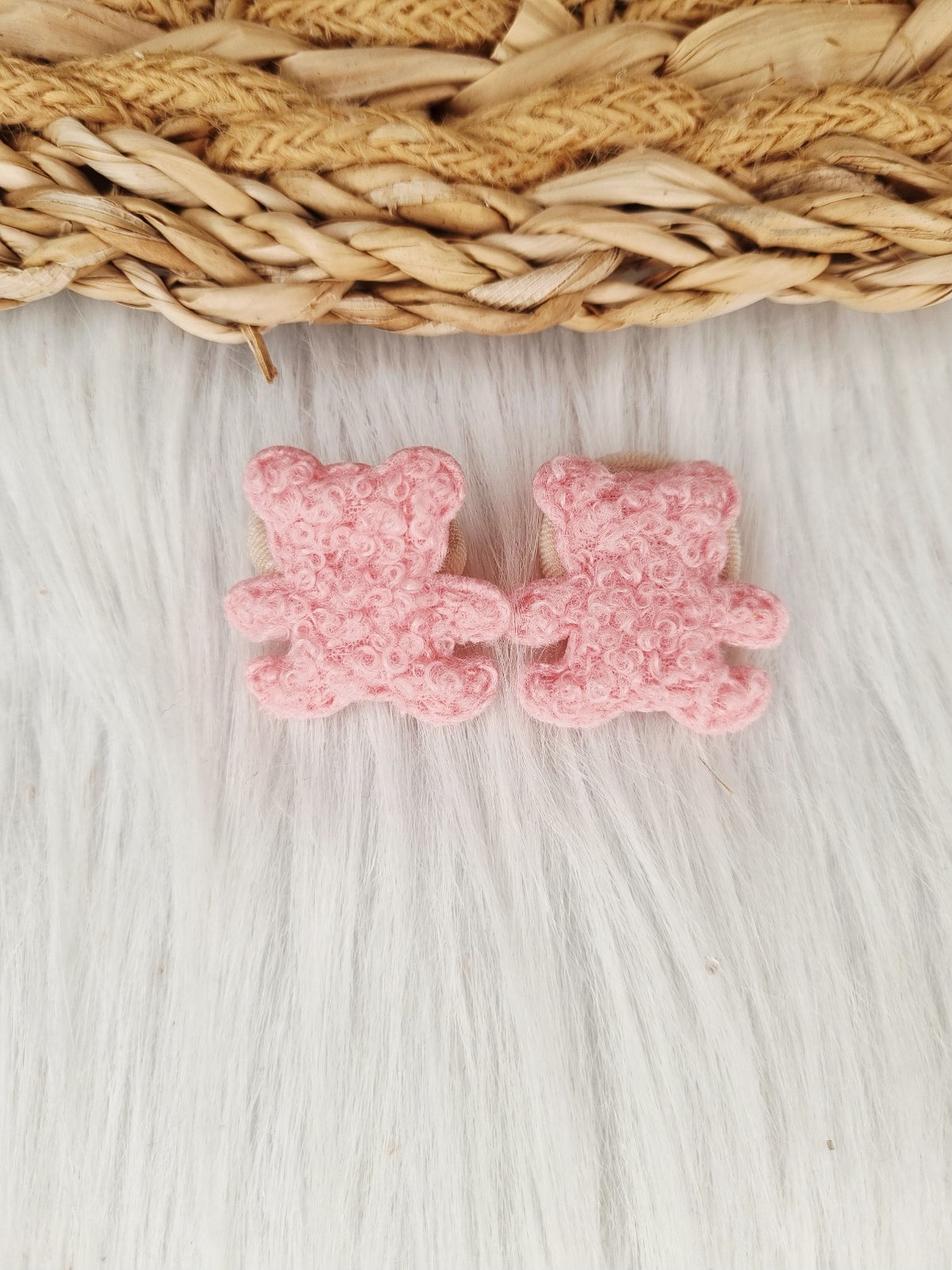 Mini haarelastiekje Beer teddy 2 stuks roze