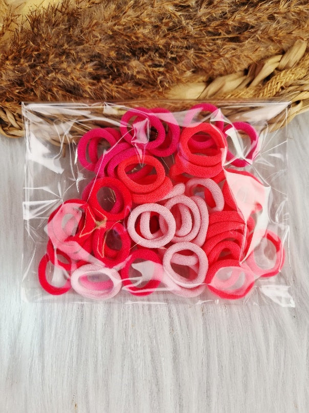 Mini haarelastiekjes roze mix 50 stuks