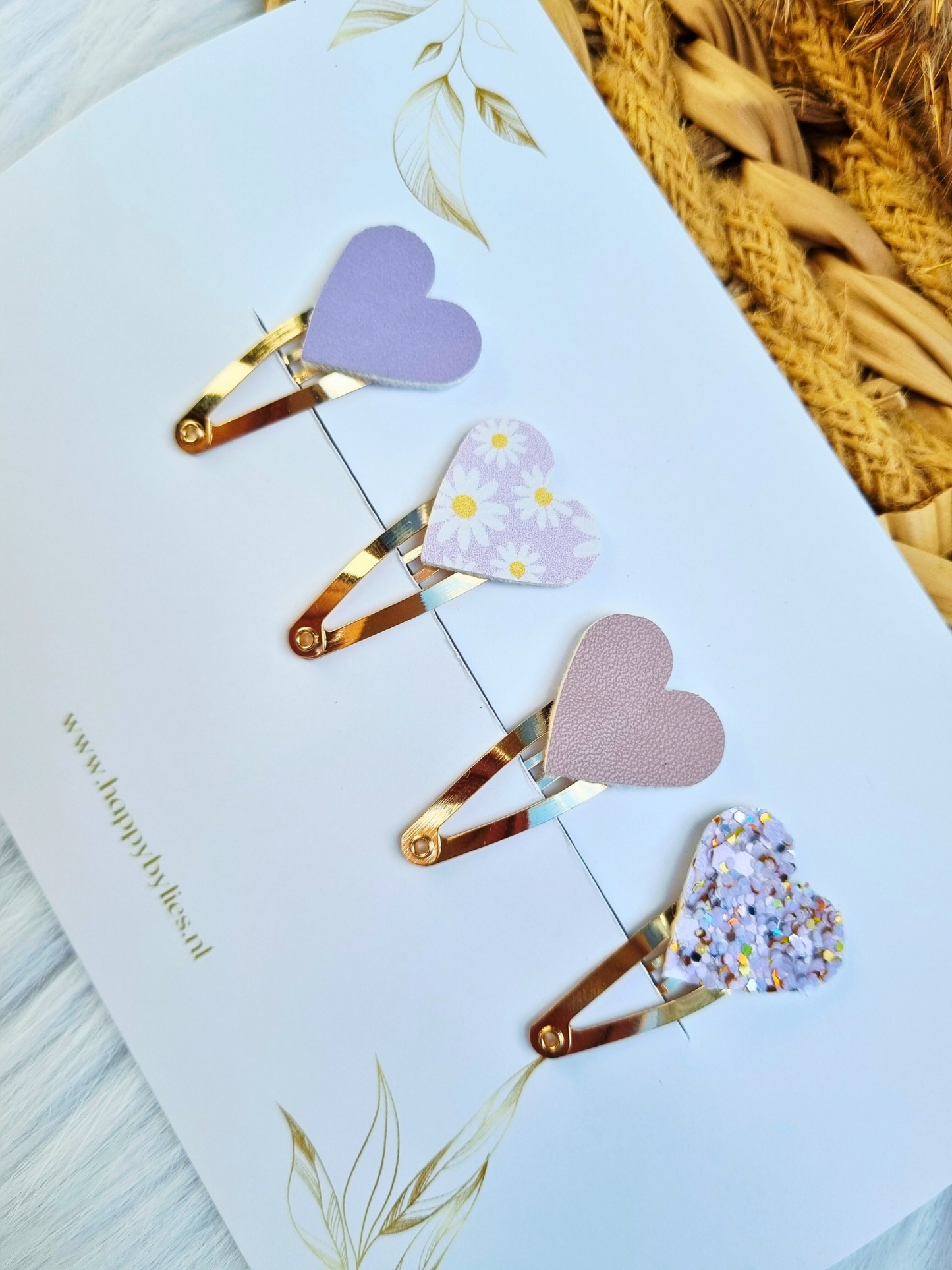 Leatherlook haarspeldjes Ruby hart