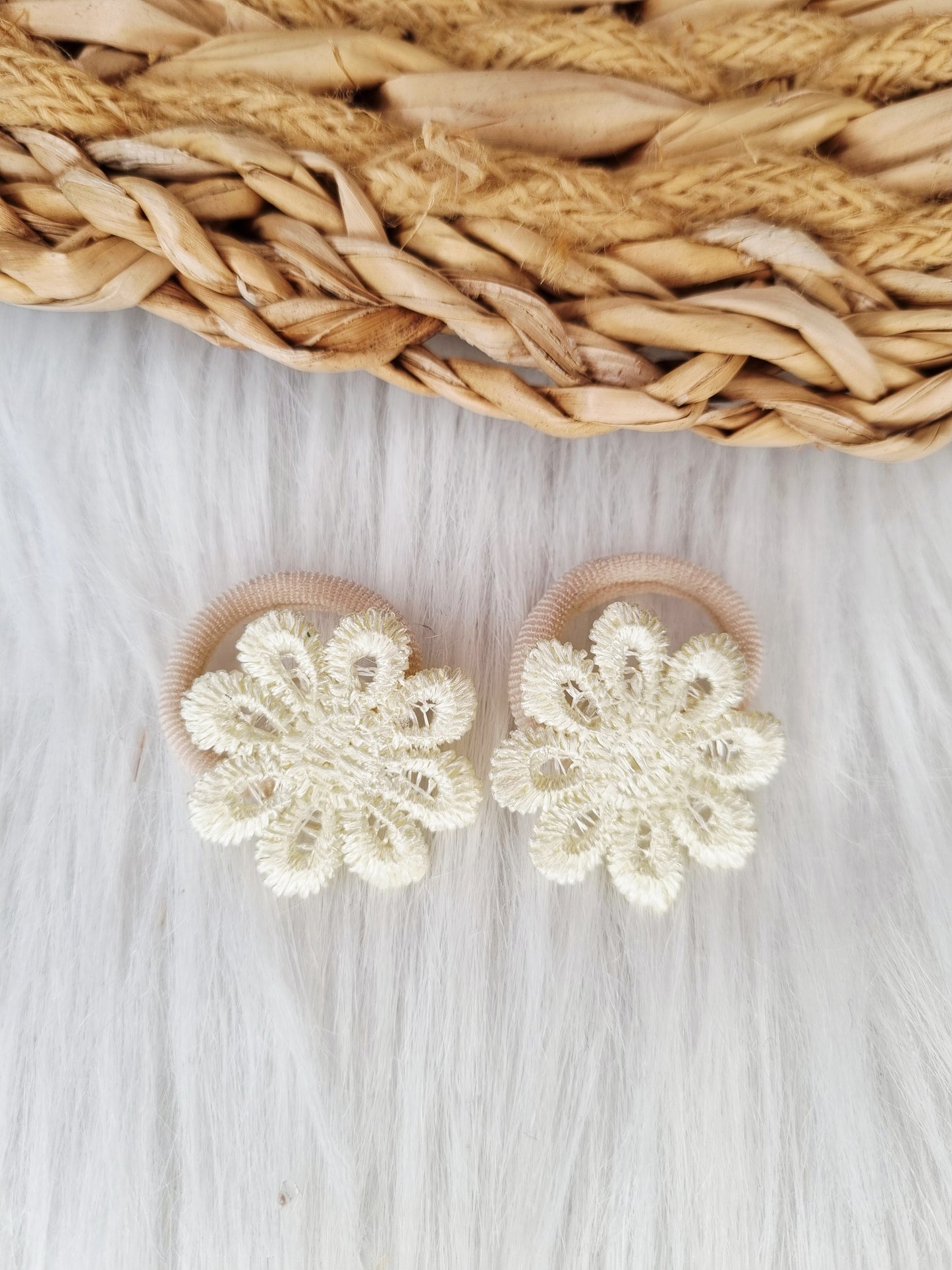 Mini haarelastiekjes Blossom 2 stuks creme