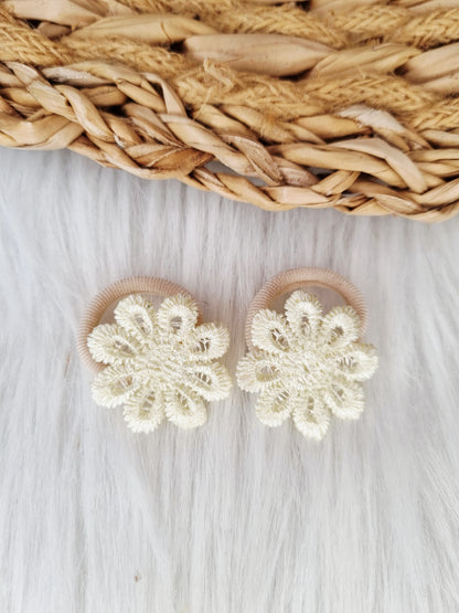 Mini haarelastiekjes Blossom 2 stuks creme