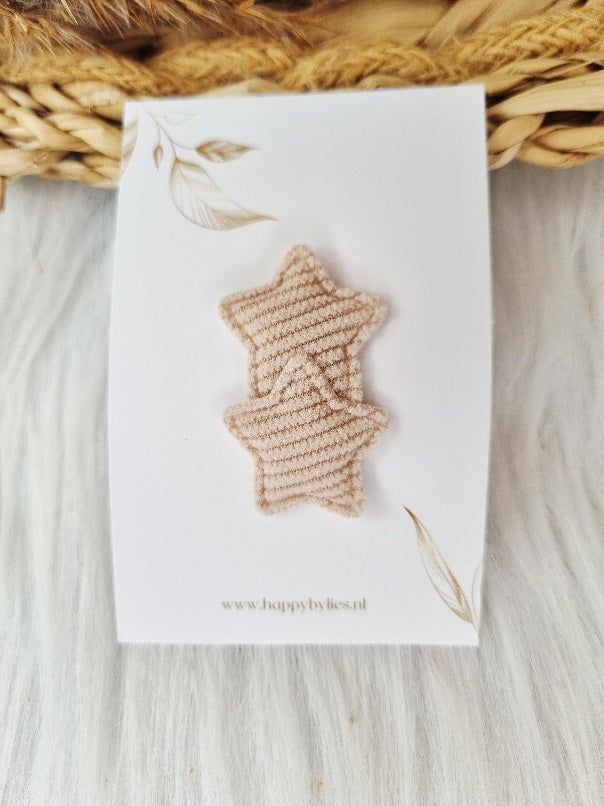 Anti-slip haarspeldje Ster rib  beige