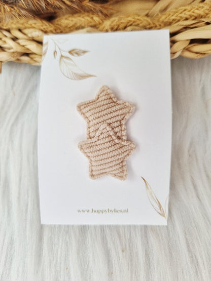 Anti-slip haarspeldje Ster rib  beige