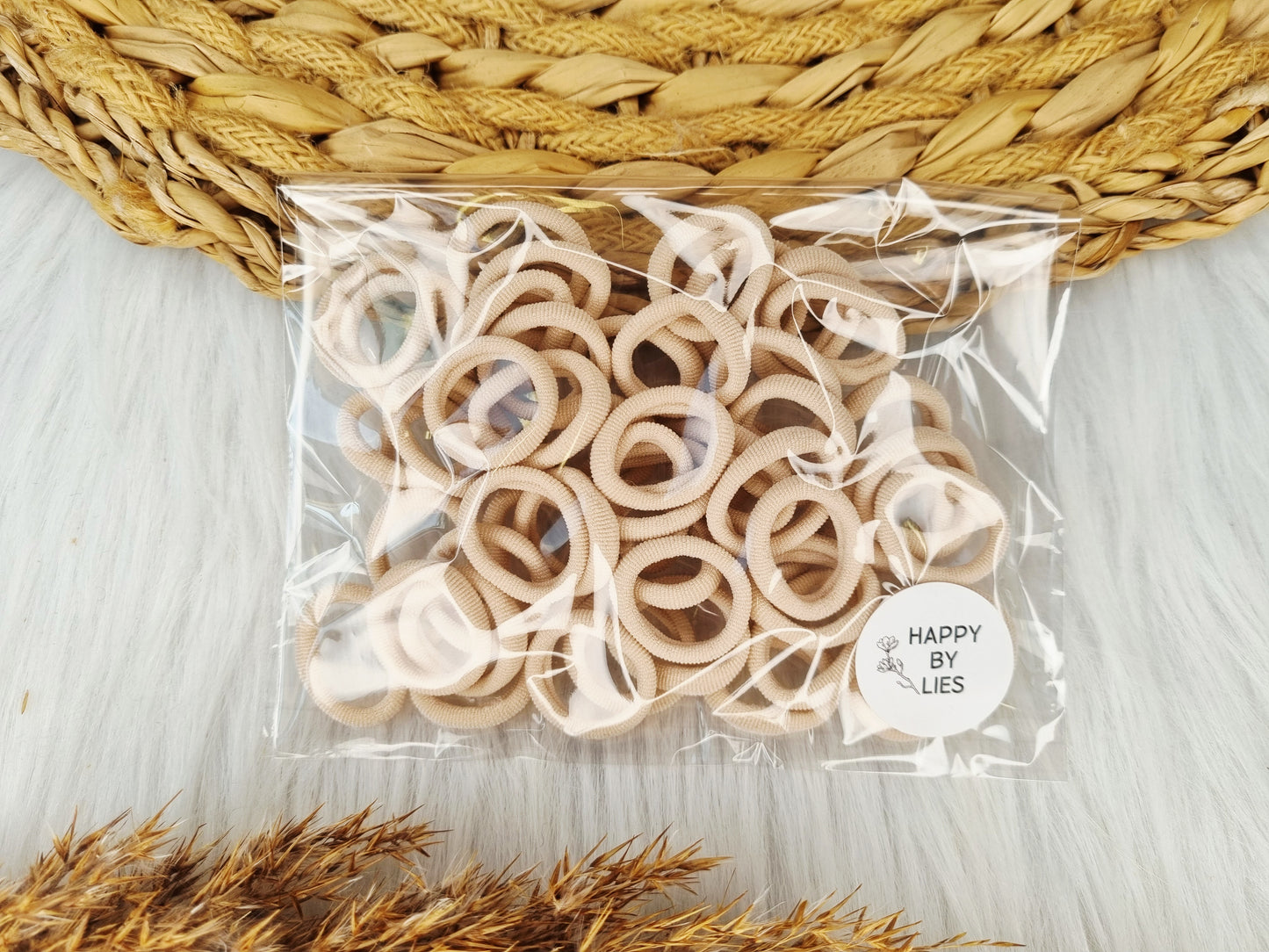 Mini haarelastiekjes beige 50 stuks