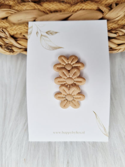 Anti-slip haarspeldje bloem soft beige