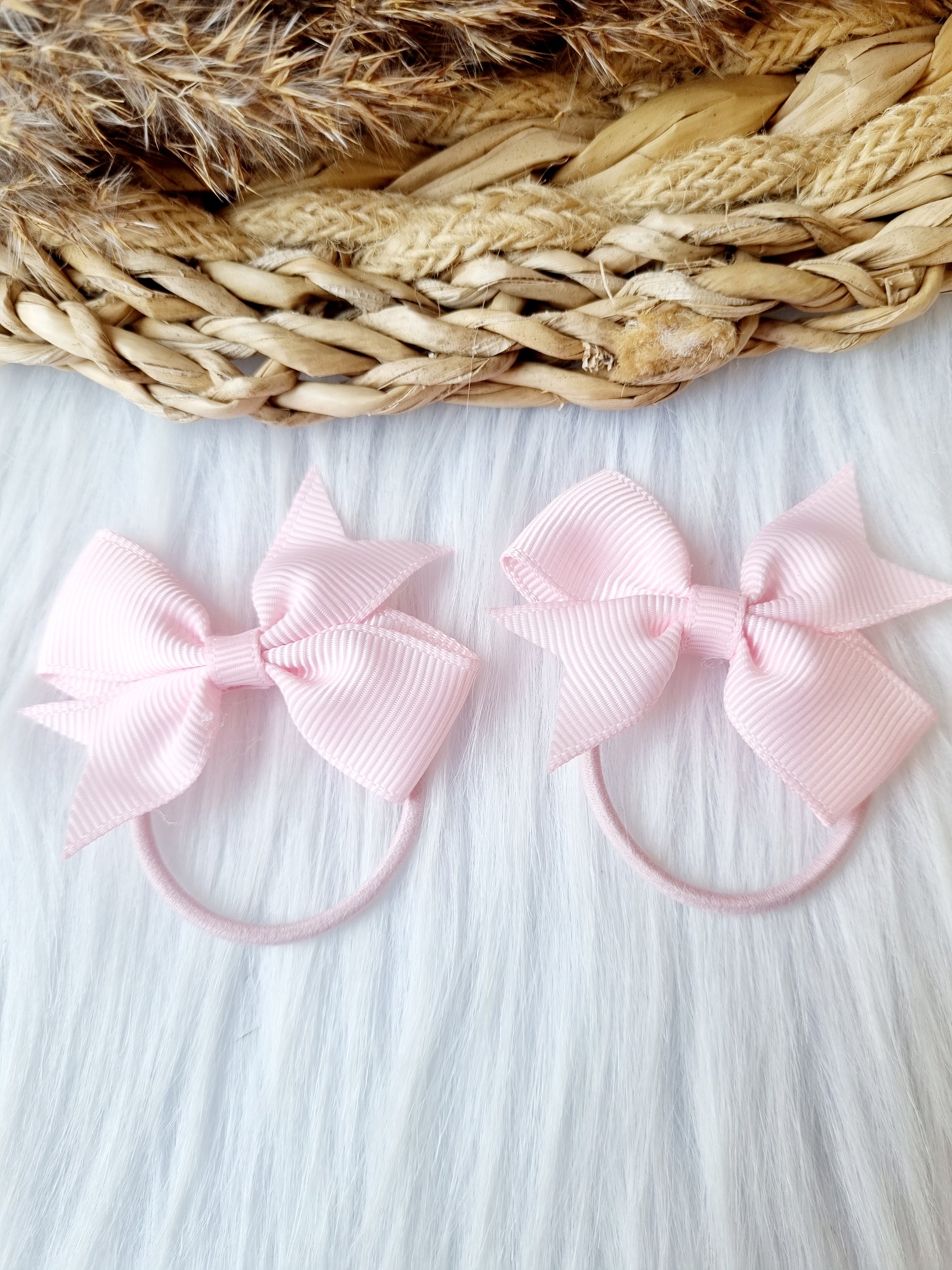 Haar elastiekje strik (lint) Leyla 2 stuks lightpink